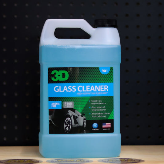 3D Glass Cleaner 901 jug of light blue liquid with the blue and white ammonia free label