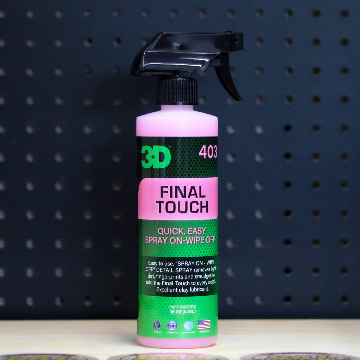3D Final Touch 16 oz trigger spray bottle of pink quick detailer
