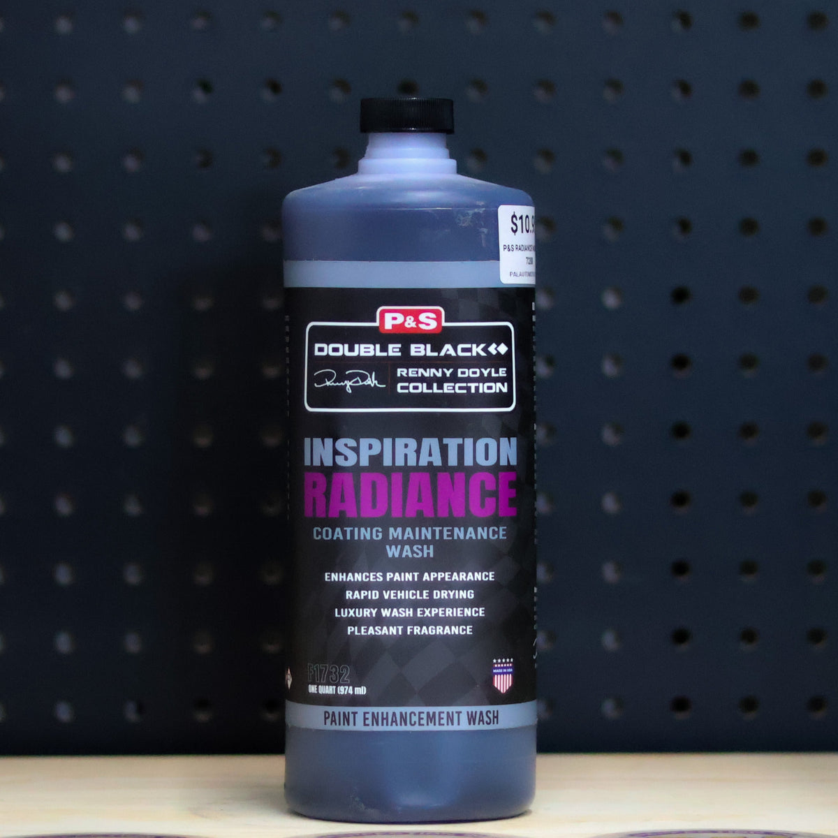 P&S Inspiration Radiance Coating Maintenance Wash quart bottle of dark blue liquid with a black Double Black label
