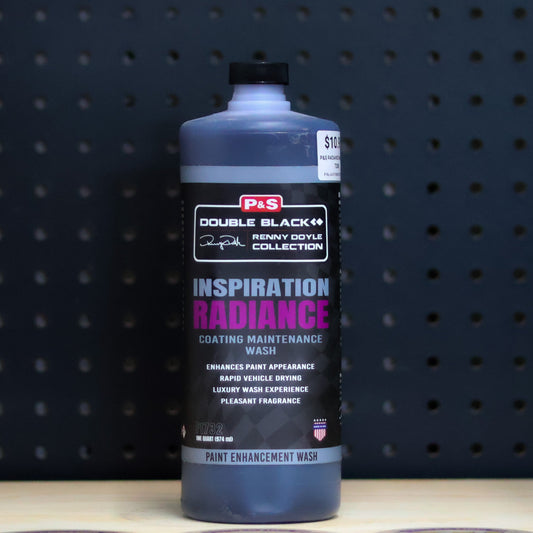 P&S Inspiration Radiance Coating Maintenance Wash quart bottle of dark blue liquid with a black Double Black label