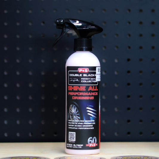 P&S Shine All Performance Dressing 16 oz spray bottle of white dressing with a black trigger and Double Black label