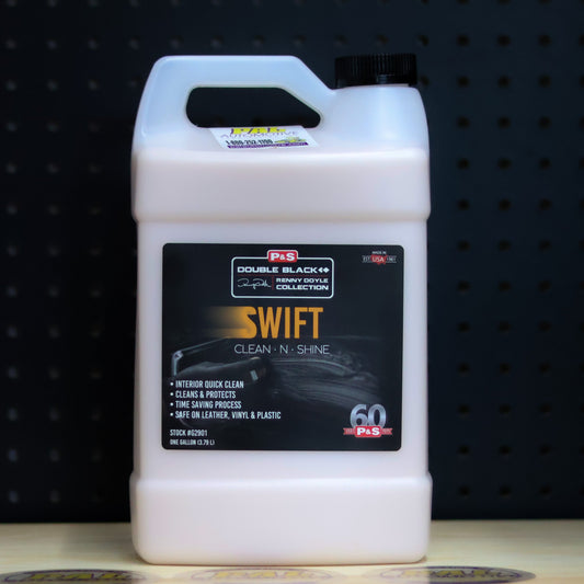 P&S Swift Clean and Shine gallon jug of pale liquid with the black Double Black Renny Doyle Collection label