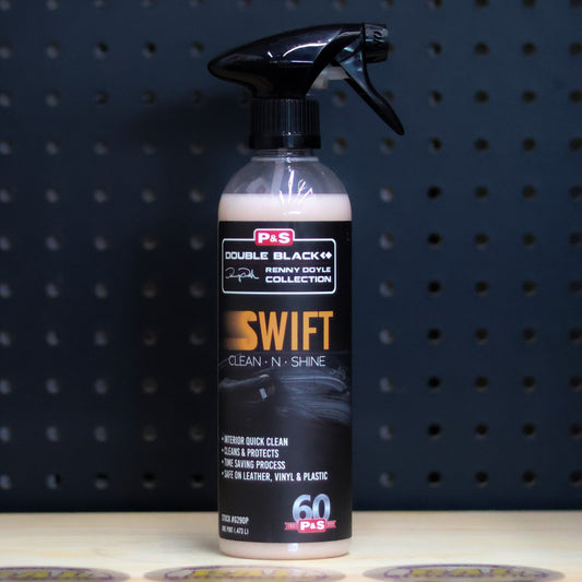 P&S Swift Clean and Shine pint spray bottle of amber liquid with the black Double Black Renny Doyle Collection label