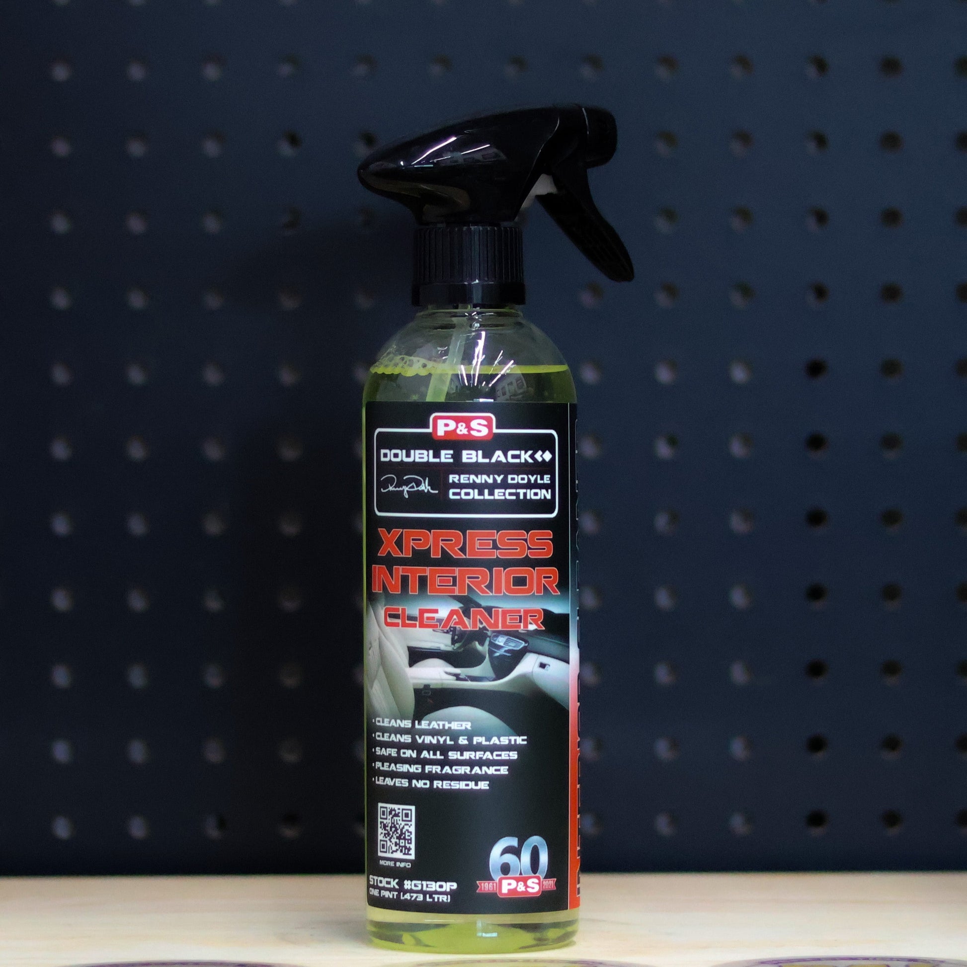 P&S Xpress Interior Cleaner pint spray bottle of green liquid with the black Double Black Renny Doyle Collection label
