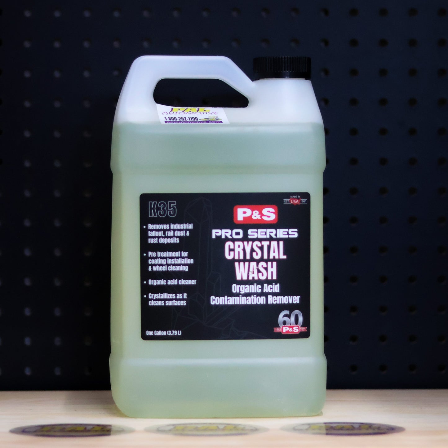P&S Crystal Wash one gallon jug of pale green liquid with a carry handle and a Pro Series contamination remover label