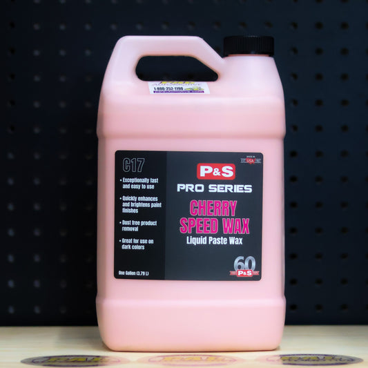 P&S Cherry Speed Wax one gallon jug of pink liquid with a carry handle and a Pro Series Liquid Paste Wax label