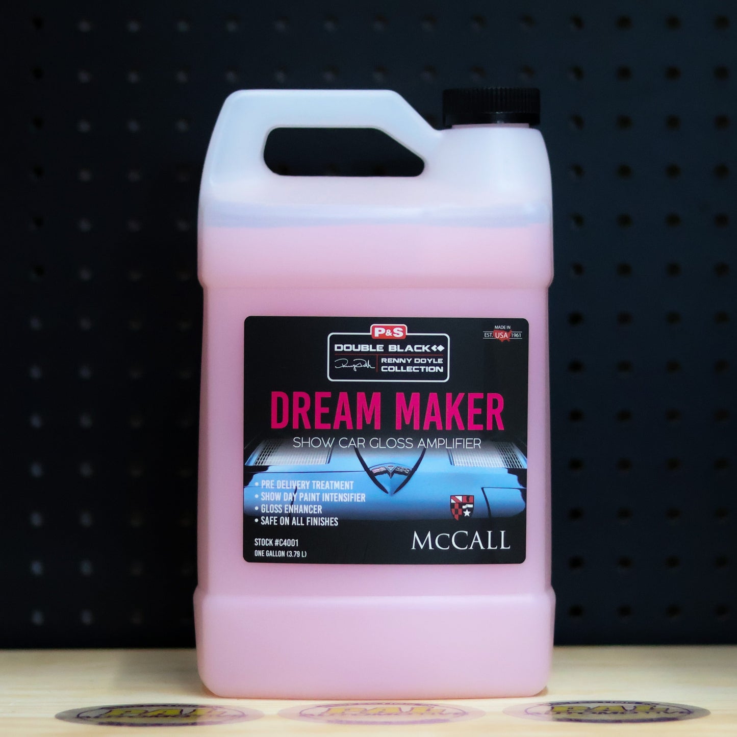 P&S Dream Maker one gallon jug of pink liquid with a Double Black Show Gloss Amplifier label