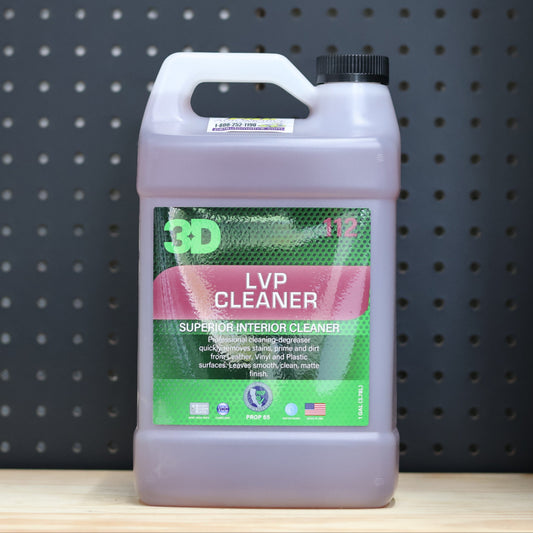 3D LVP Cleaner one gallon jug of purple interior cleaner with a green and pink label