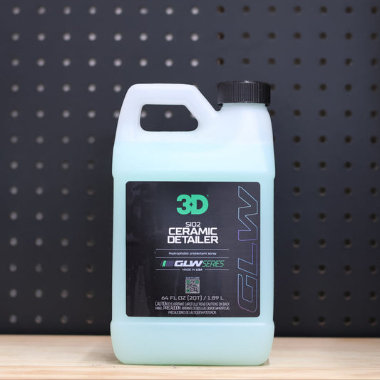 3D GLW SiO2 Ceramic Detailer 64 oz jug with handle and black GLW Series label