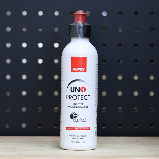 RUPES UNO Protect one step polish and sealant 250 ml white bottle with a red cap