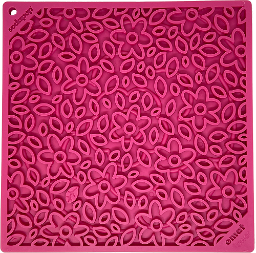 Pink Flower Power eMat lick mat with flower pattern, SodaPup, sold through Sniff and Shift