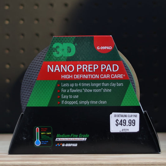 3D Nano Prep detailing clay pad in its retail package on a shelf