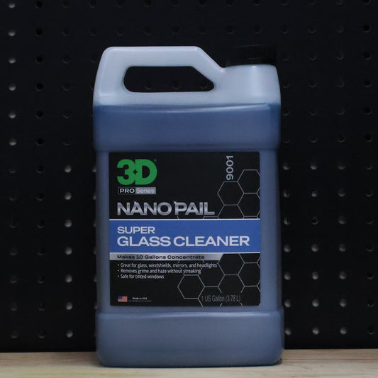 3D Super Glass Cleaner 1 gallon dark blue Nano Pail jug with the 9001 Pro Series label