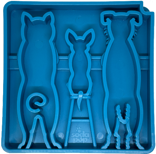 Blue Waiting Dogs eTray shallow slow feeder bowl, SodaPup, sold through Sniff and Shift