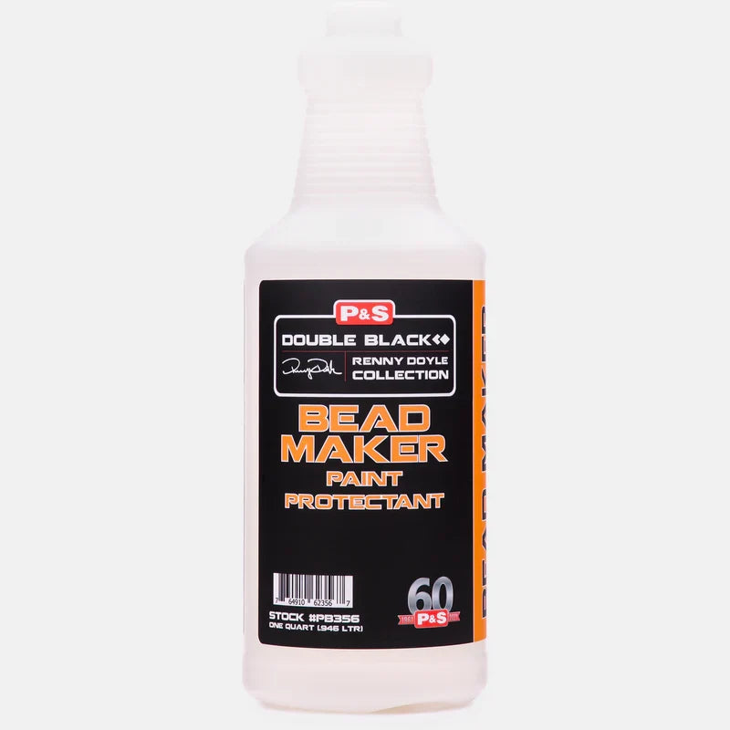Empty white P&S Double Black quart bottle labeled Bead Maker Paint Protectant with no trigger