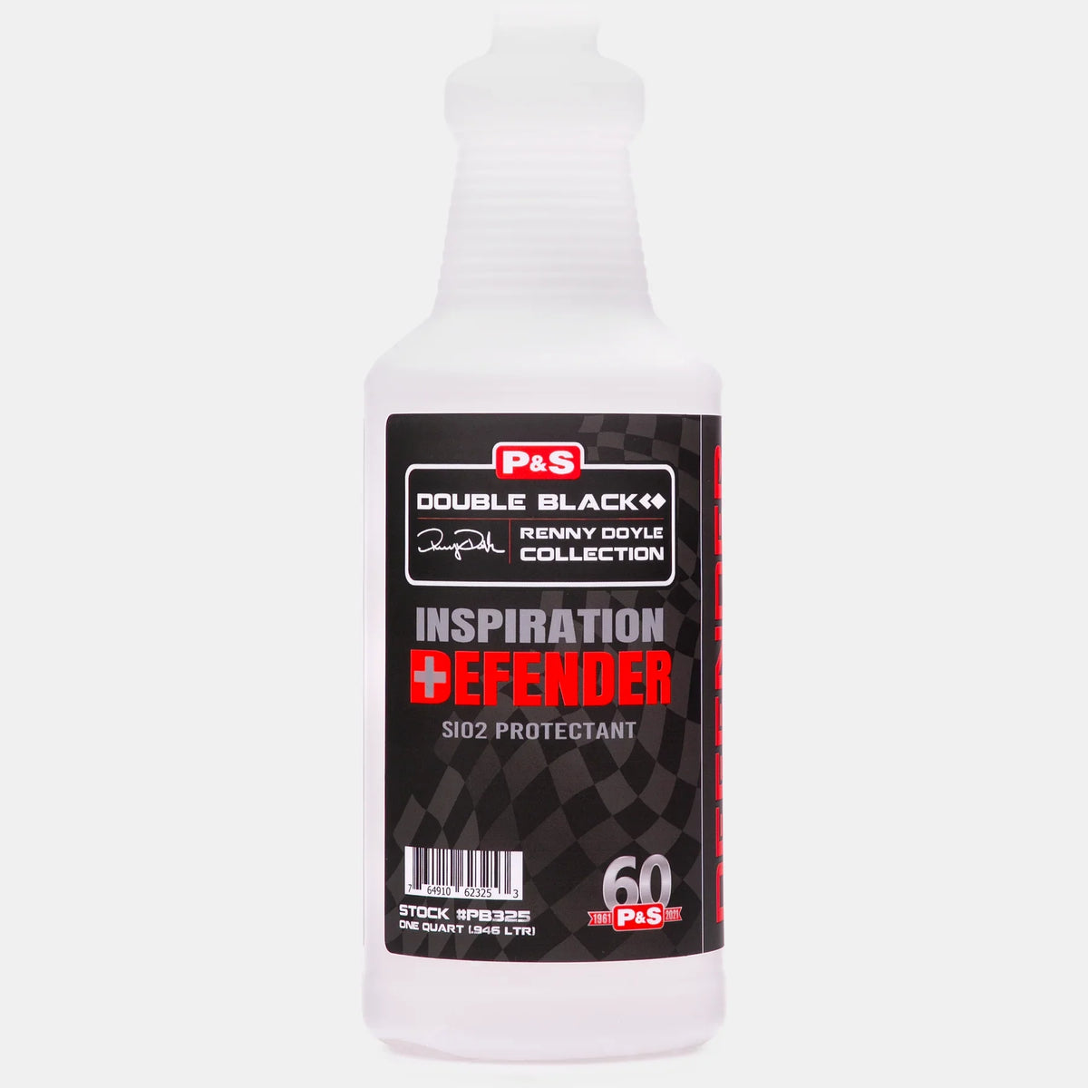 Empty white P&S Double Black quart bottle labeled Inspiration Defender SiO2 Protectant, no trigger