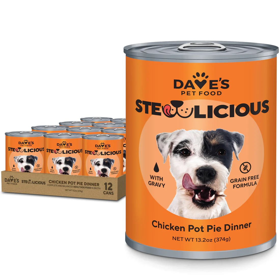 Dave's Stewlicious Chicken Pot Pie canned dog food, 13.2 oz can
