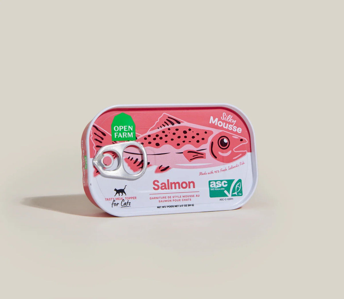 Open Farm Grain Free Salmon Topper for cats, 3.17oz tub