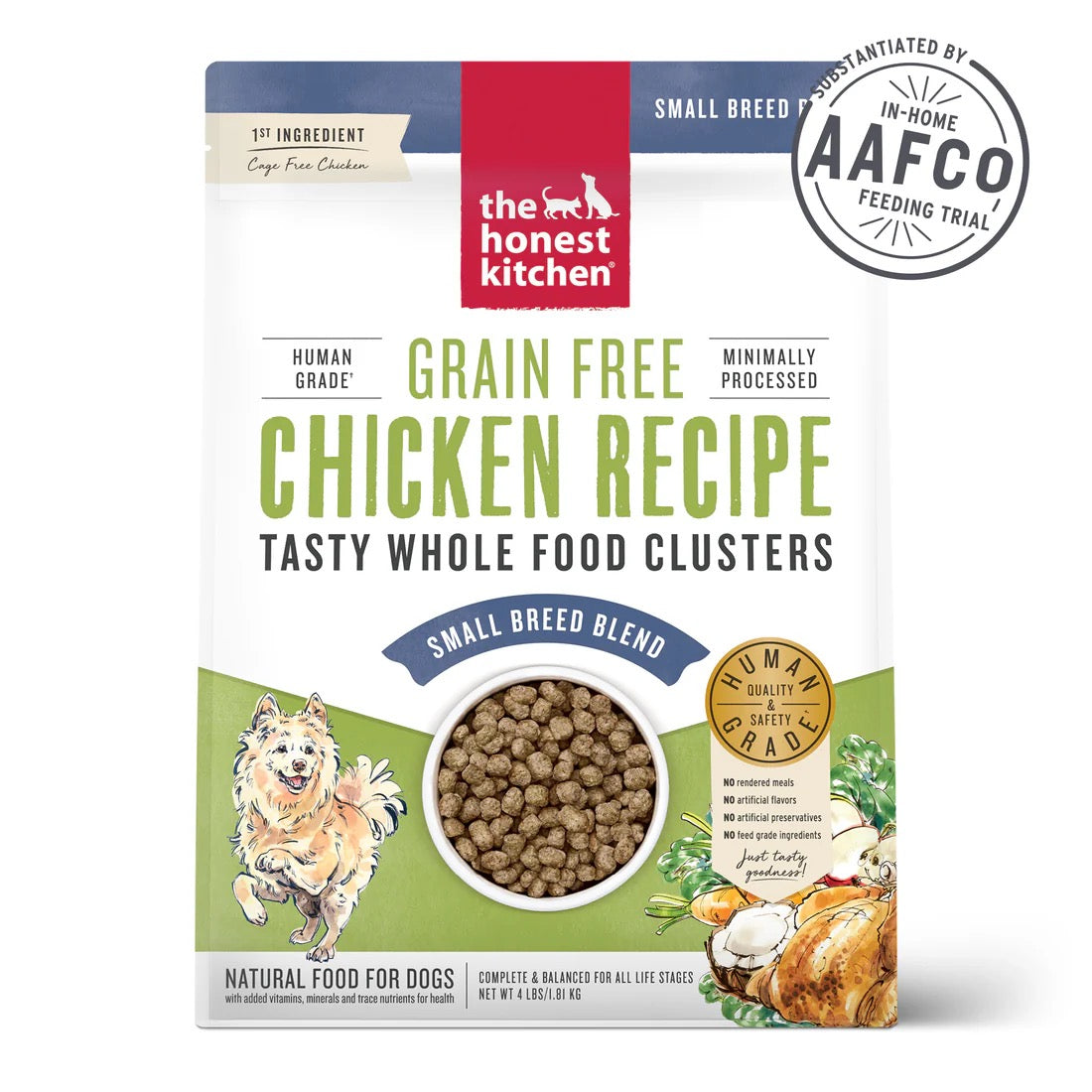 4lb bag of Honest Kitchen Grain Free Chicken Whole Food Clusters small breed dry dog food