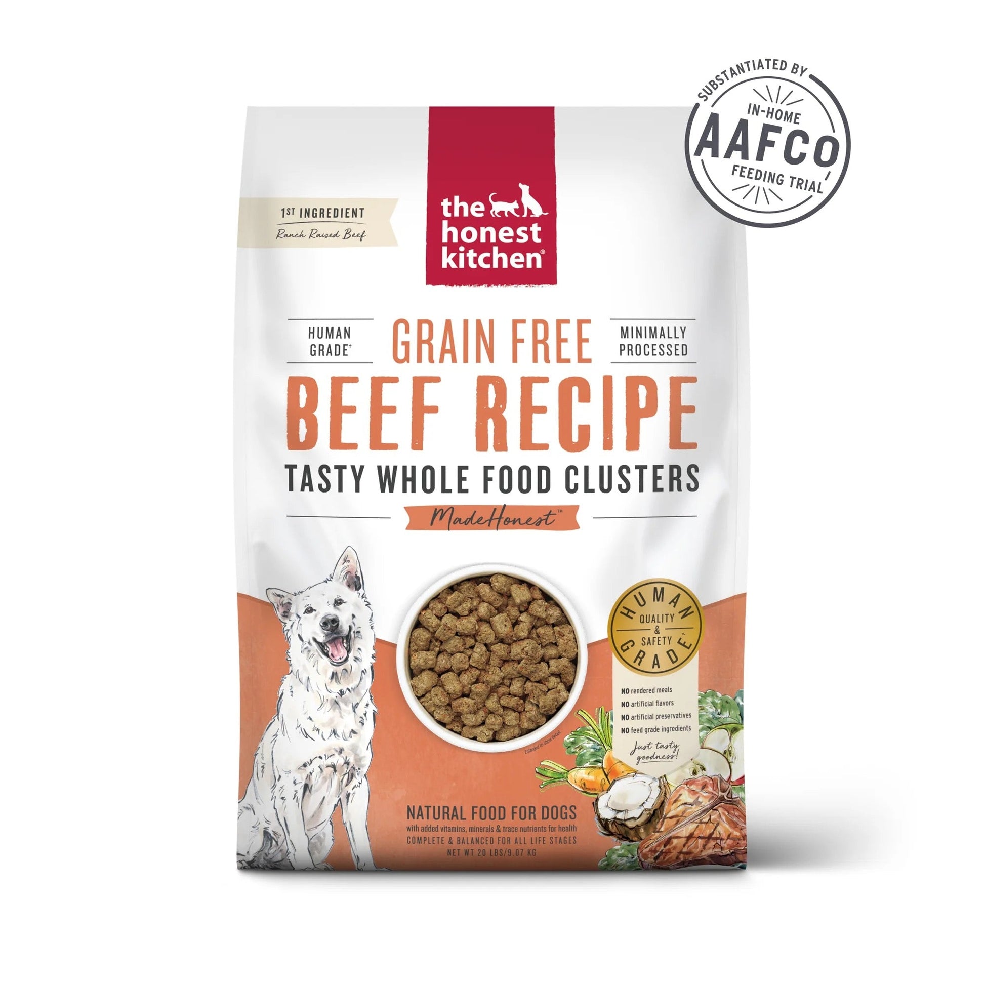 4lb bag of Honest Kitchen Grain Free Beef Whole Food Clusters small breed dry dog food