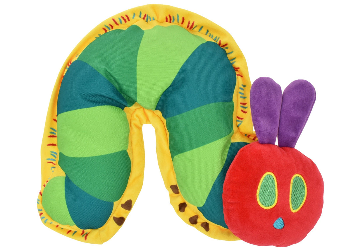 Multipet Hungry Caterpillar crinkle flattie dog and cat toy, 7.2 inches, colorful flat plush
