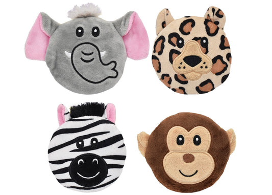 Multipet Minipet Subwoofers Safari plush dog toy, 3.5 inches, assorted animal styles