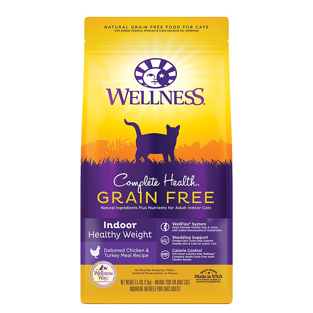 Wellness Complete Health Indoor Healthy Weight Chicken and Turkey cat food, 5.5lb bag