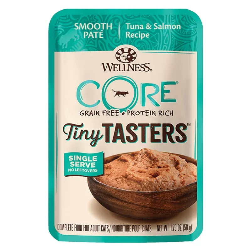 Wellness Core Tiny Tasters tuna and salmon wet cat food pouch