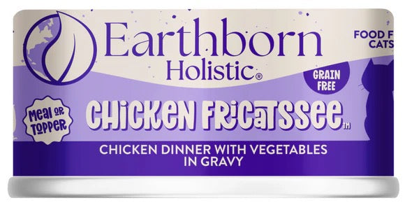 Earthborn Chicken Fricatssee wet cat food can, 5.5 oz