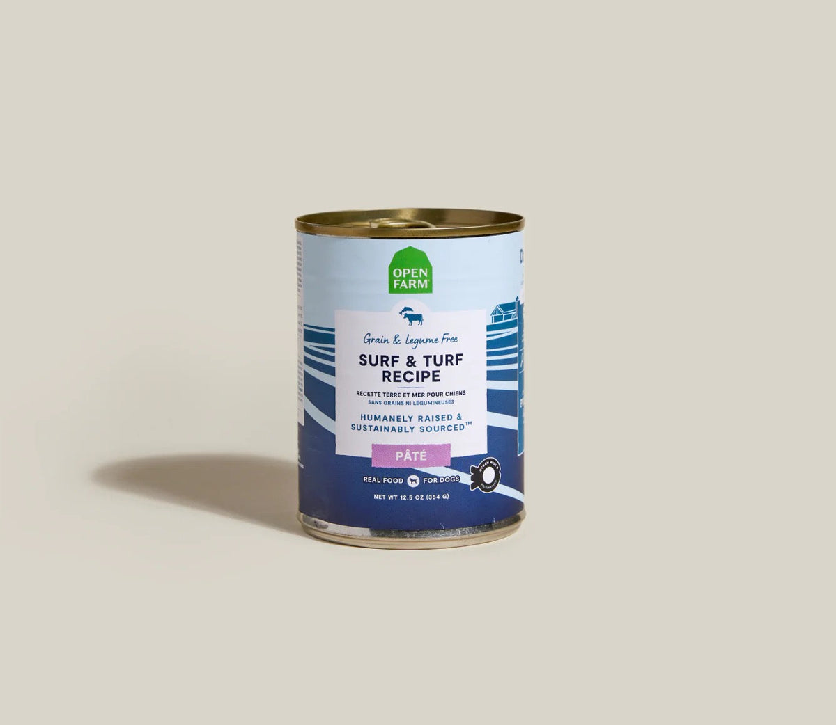 Open Farm Grain Free Surf & Turf Pate wet dog food can, 12.5oz
