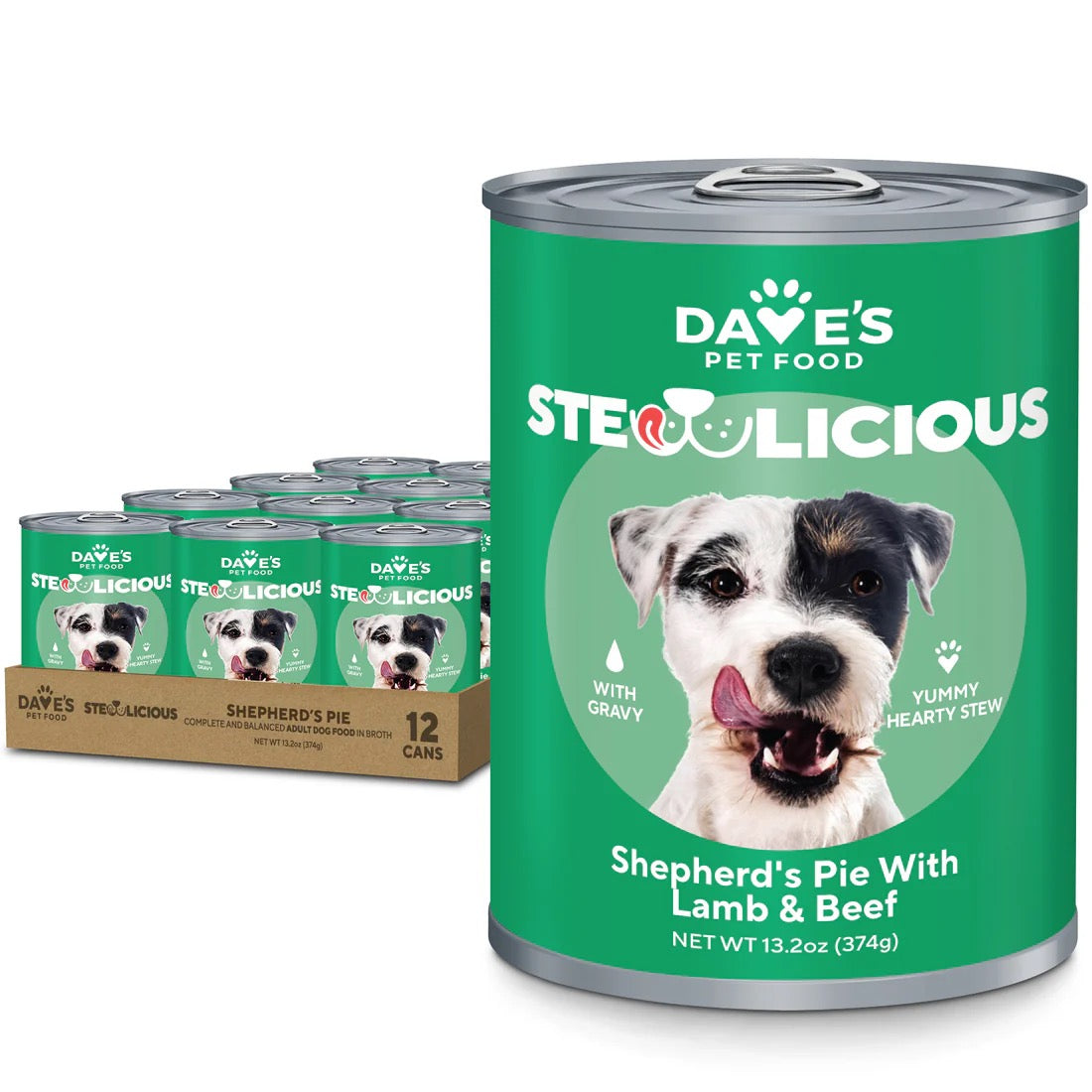 Dave's Stewlicious Shepherd's Pie with Lamb & Beef canned dog food, 13.2 oz can