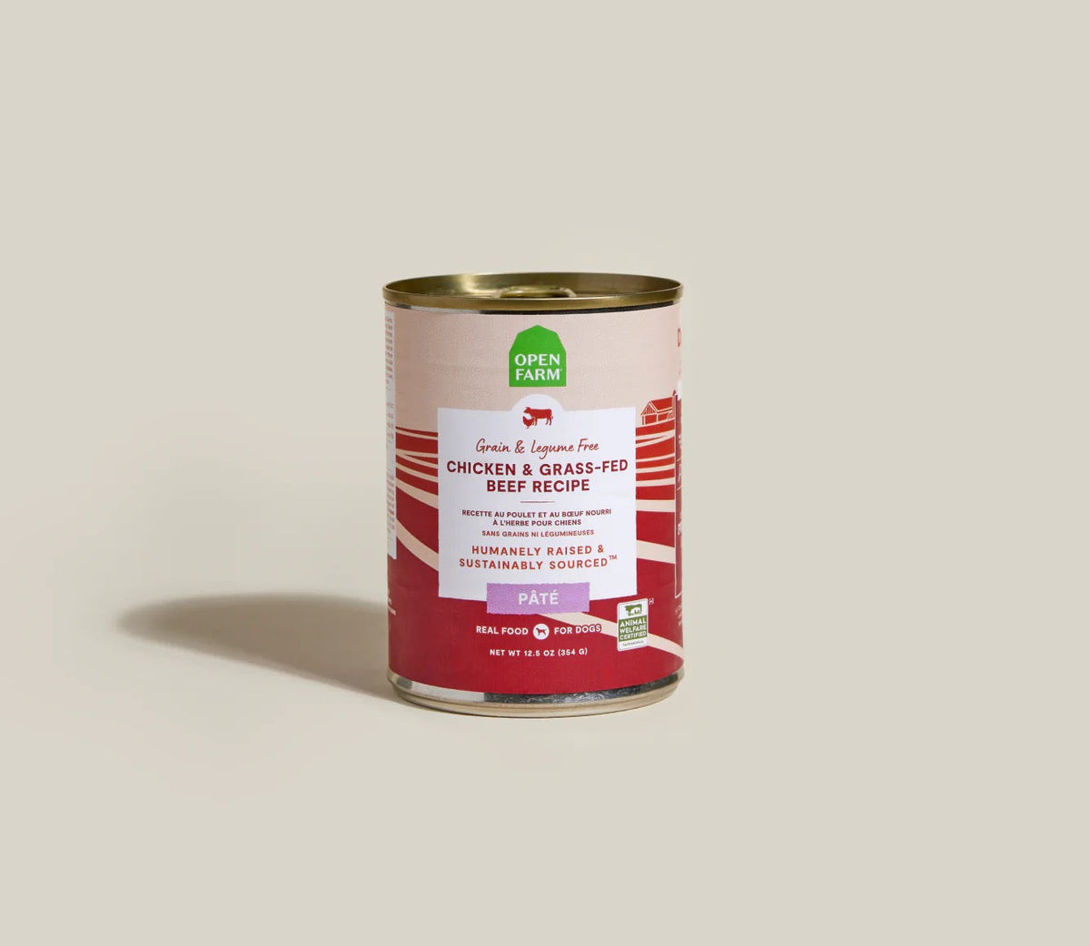 Open Farm Grain Free Chicken & Beef Pate wet dog food can, 12.5oz