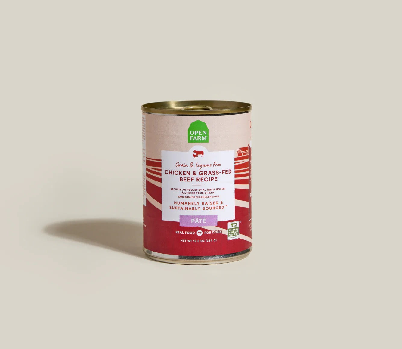 Open Farm Grain Free Chicken & Beef Pate wet dog food can, 12.5oz