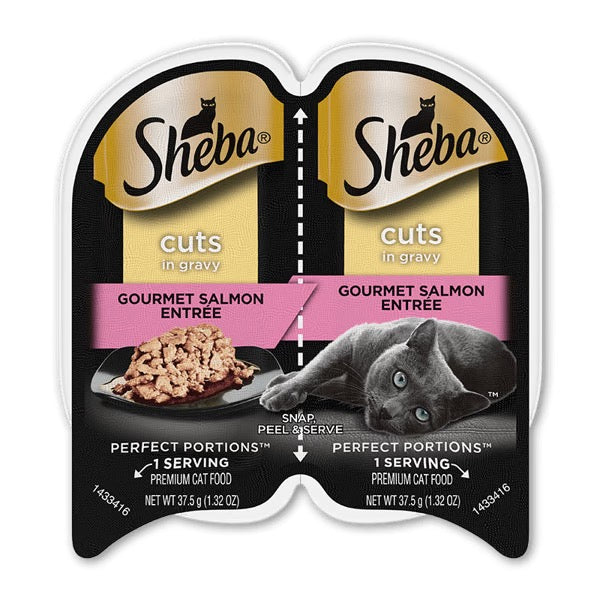 Sheba Perfect Portions Cuts Salmon wet cat food tray in gravy, 2.65oz