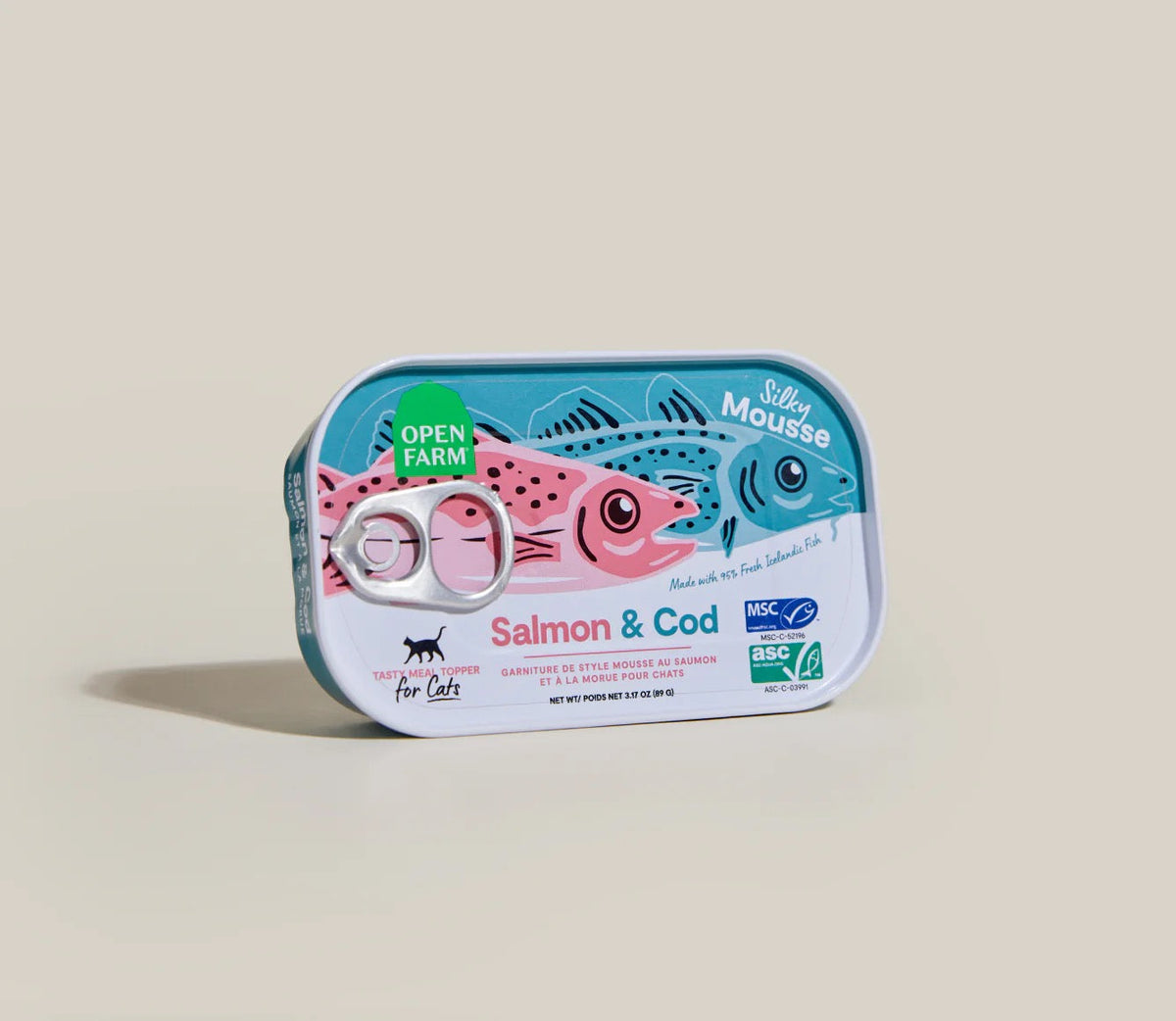 Open Farm Grain Free Salmon & Cod Topper for cats, 3.17oz tub