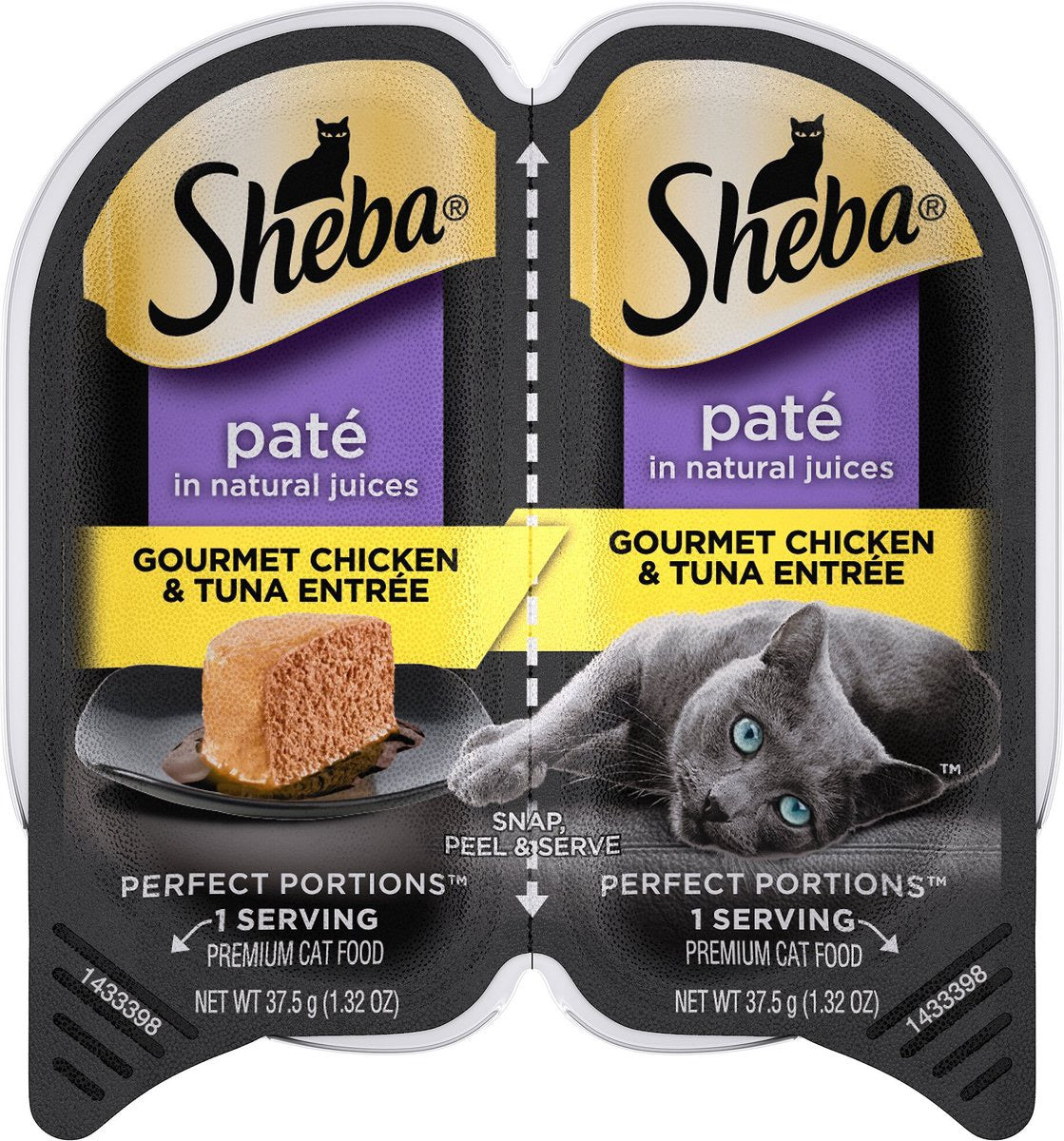 Sheba Perfect Portions Premium Pate Chicken & Tuna wet cat food tray, 2.65oz