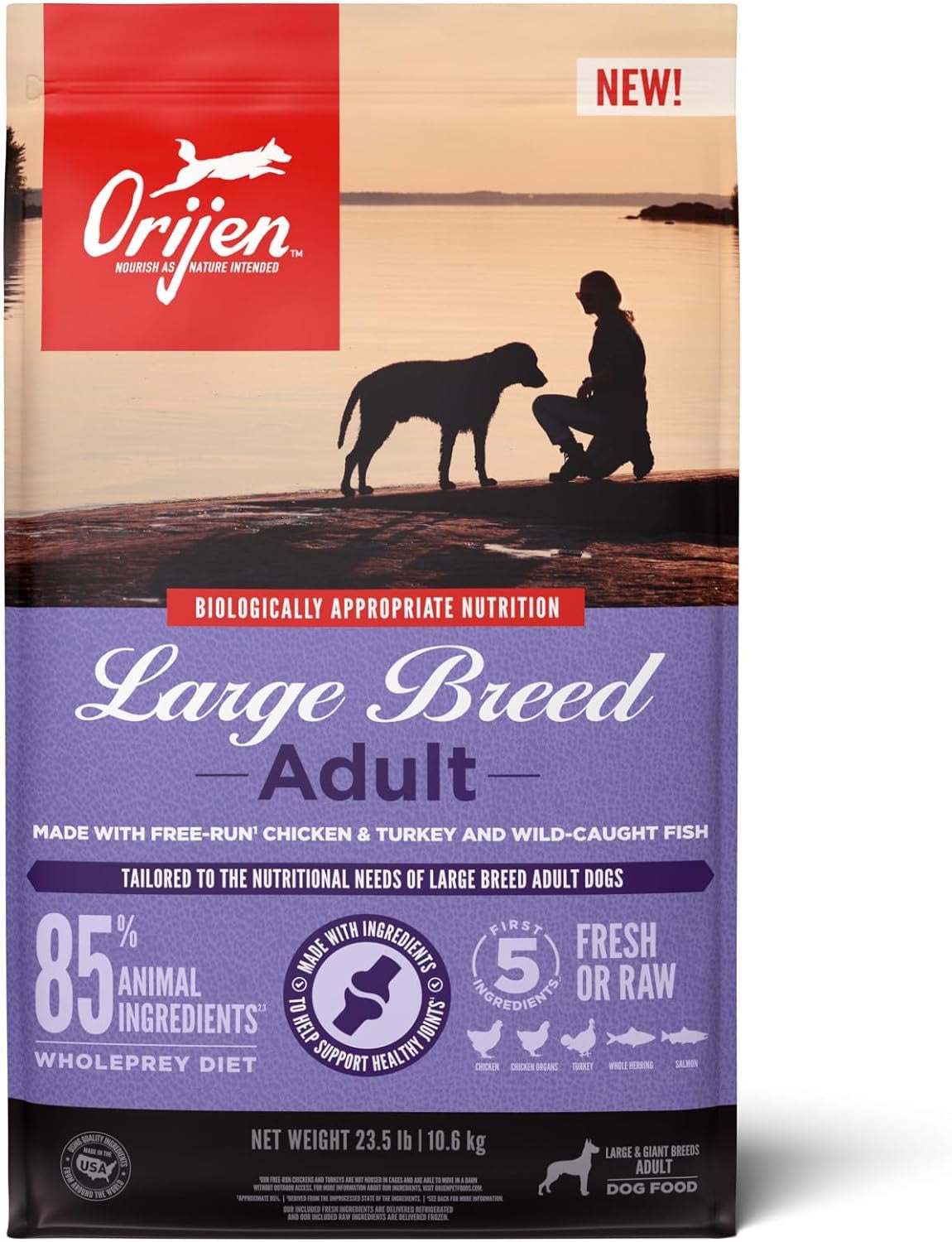 23.5lb bag of Orijen Large Breed Adult dry dog food