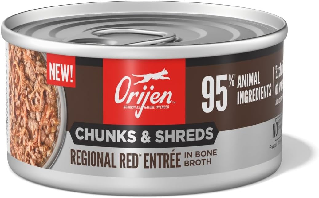 Orijen Chunks & Shreds Regional Red wet cat food can, 3oz