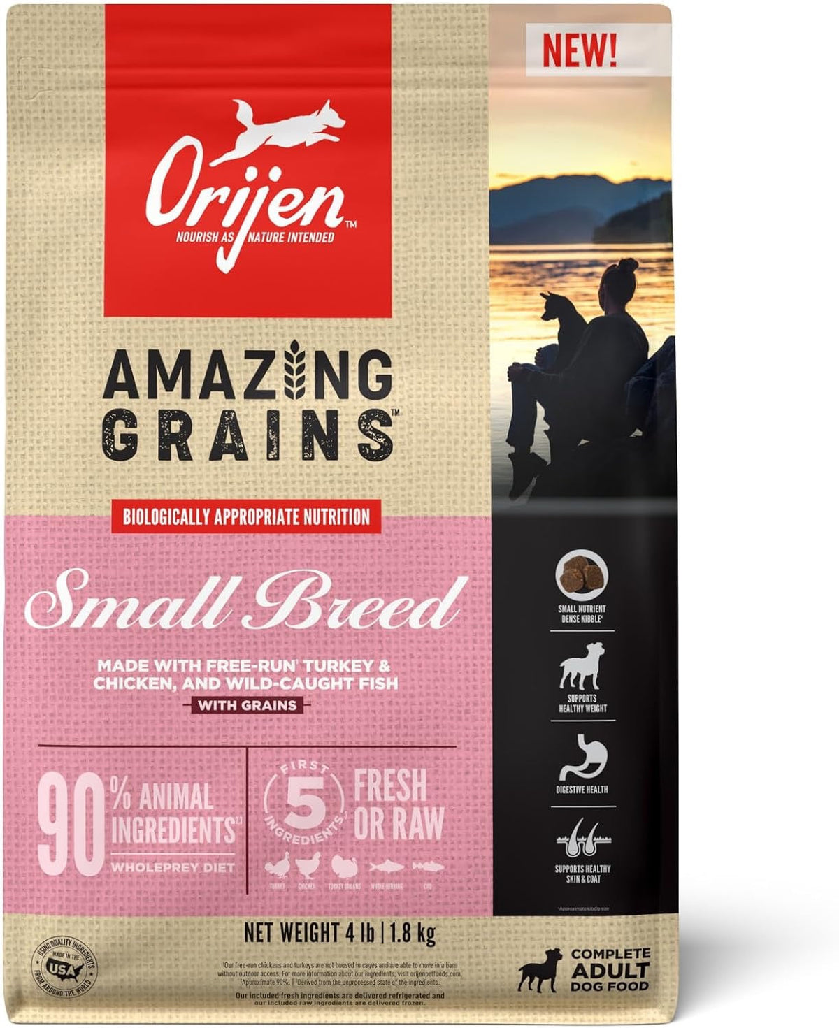 Bag of Orijen Amazing Grains Small Breed dry dog food