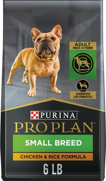 6lb bag of Pro Plan Adult Small Breed Shredded Blend Chicken & Rice dry dog food