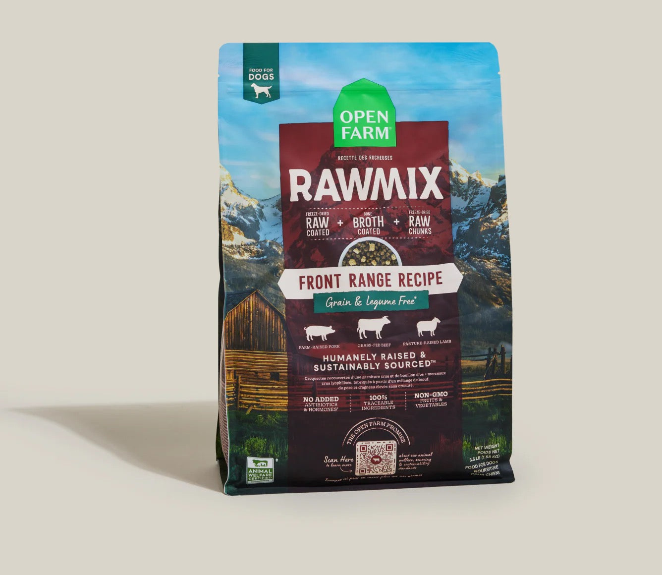 Open Farm RawMix Grain Free Front Range 3.5lb dry dog food bag