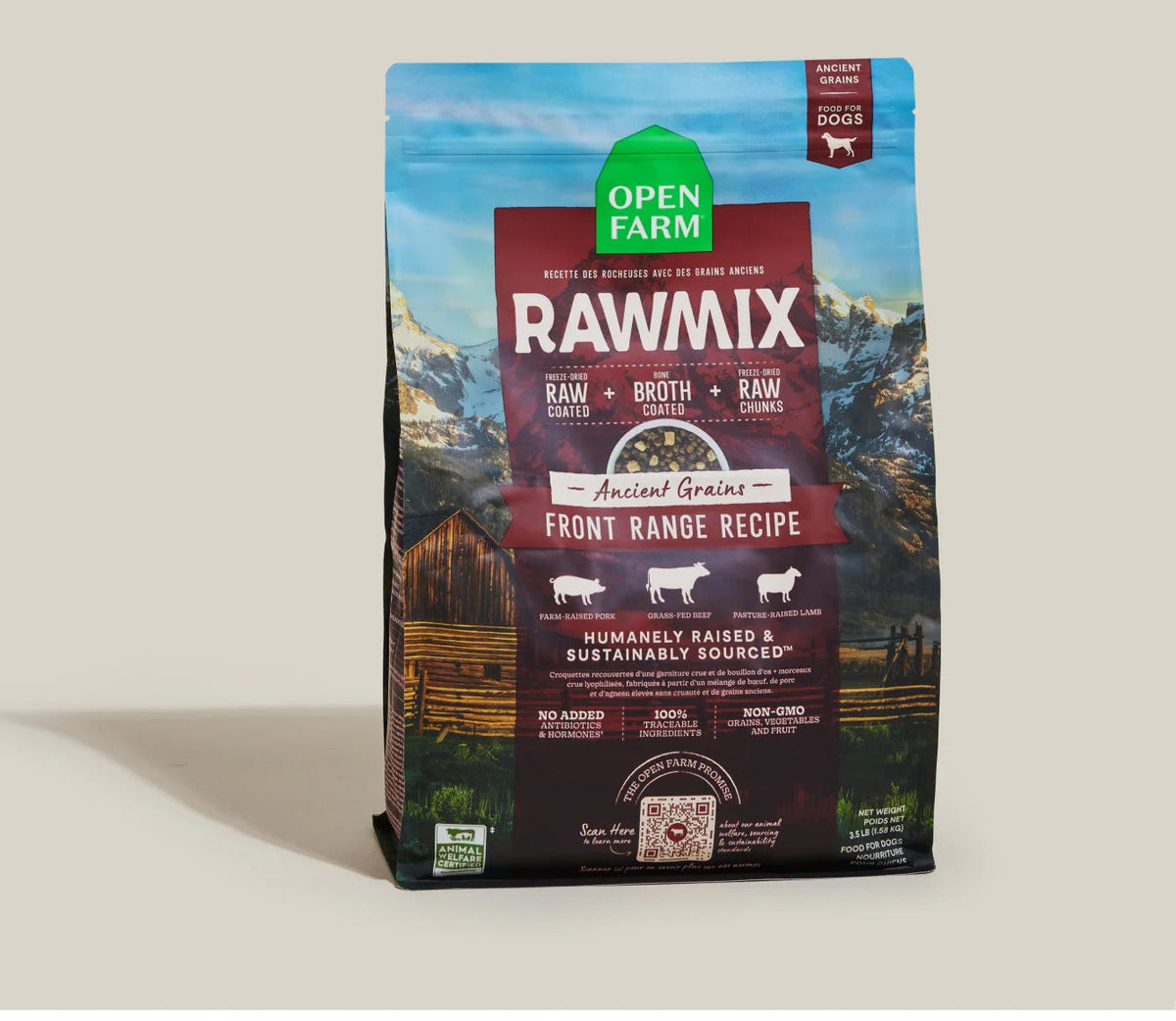 Open Farm RawMix Front Range Ancient Grains 3.5lb dry dog food bag