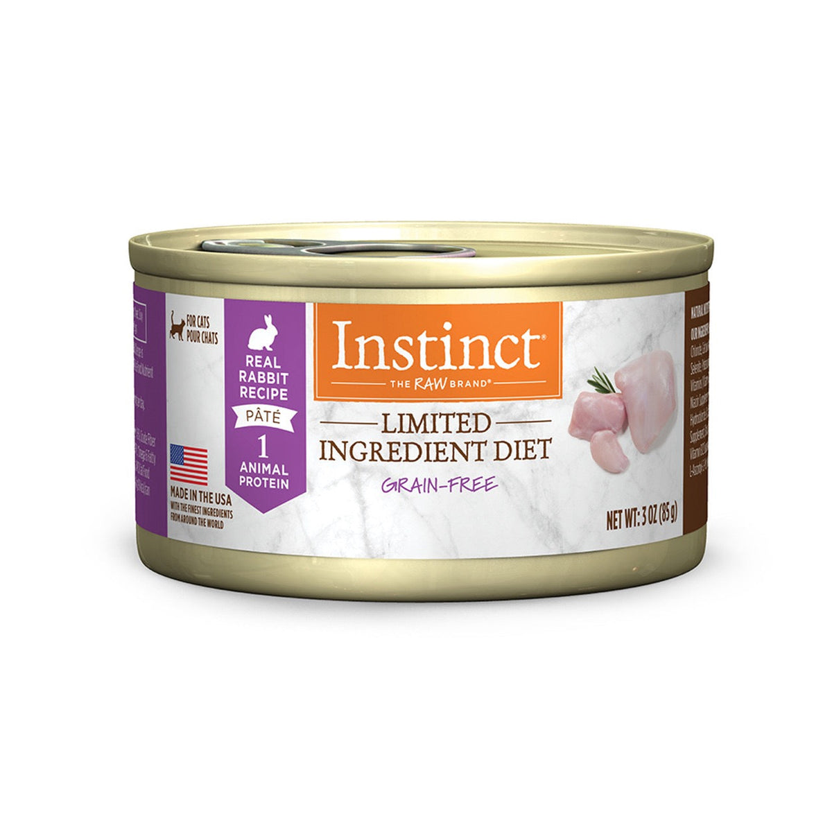 Instinct Limited Ingredient Diet Rabbit pate wet cat food, 3 oz can