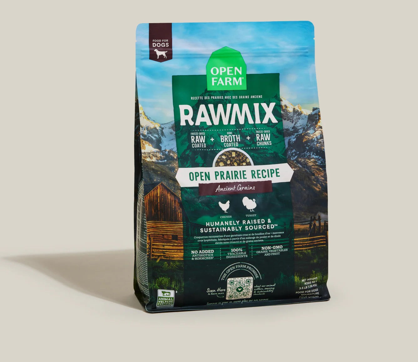 Open Farm RawMix Open Prairie Ancient Grains 3.5lb dry dog food bag