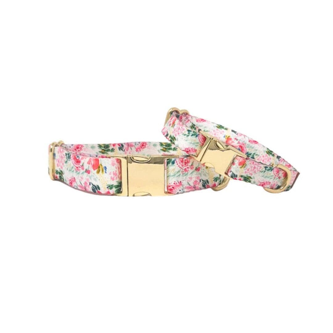 Isabella Dog Collar in pink florals, sizes XS to L, Pink Papyrus Co., sold through Sniff and Shift