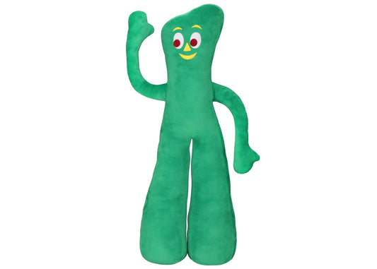 Multipet Jumbo Gumby plush dog toy, 24 inches, green bendy character with squeaker