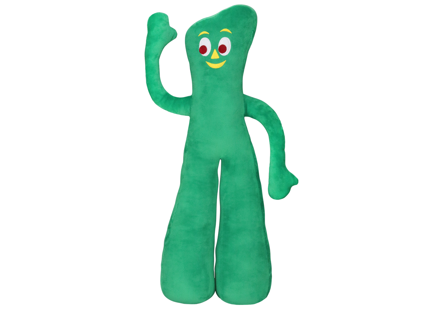 Multipet Jumbo Gumby plush dog toy, 24 inches, green bendy character with squeaker