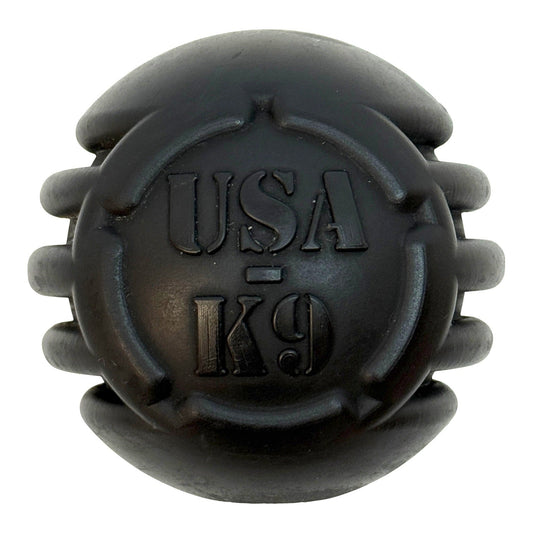 USA-K9 Stars and Stripes rubber chew toy and treat dispenser for large dogs, SodaPup, sold through Sniff and Shift