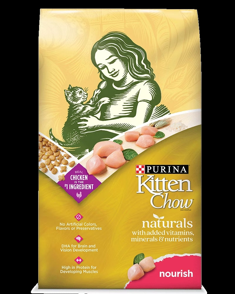 Purina Kitten Chow Naturals dry kitten food bag, 3.15lb