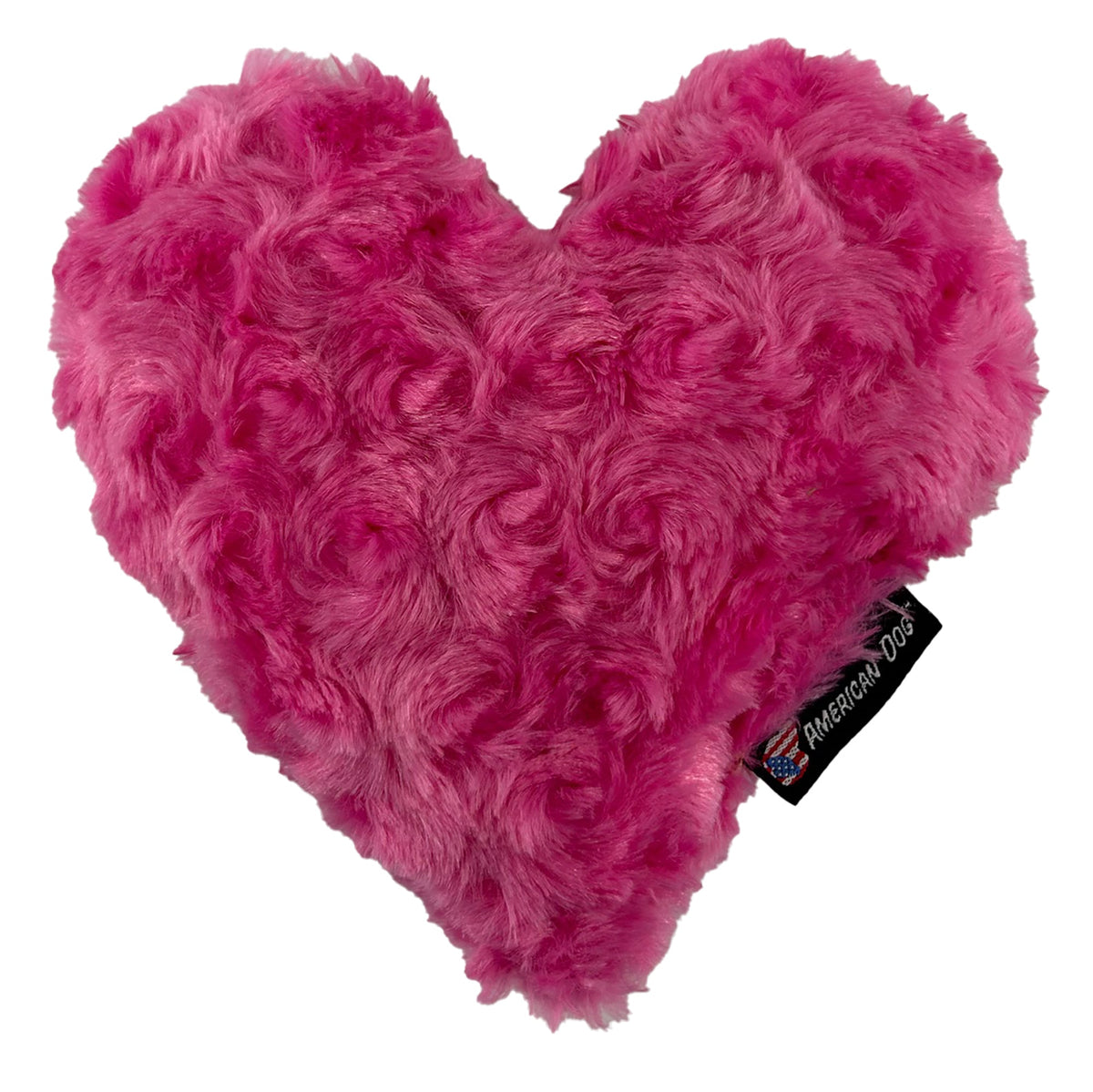 Pink Heart Plushie dog toy by American Dog in soft pink minky fleece shaped like a heart